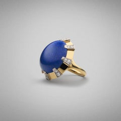 BUNDA 18.54ct Lapis Lazuli and 0.27ct Diamond ring, 18k gold