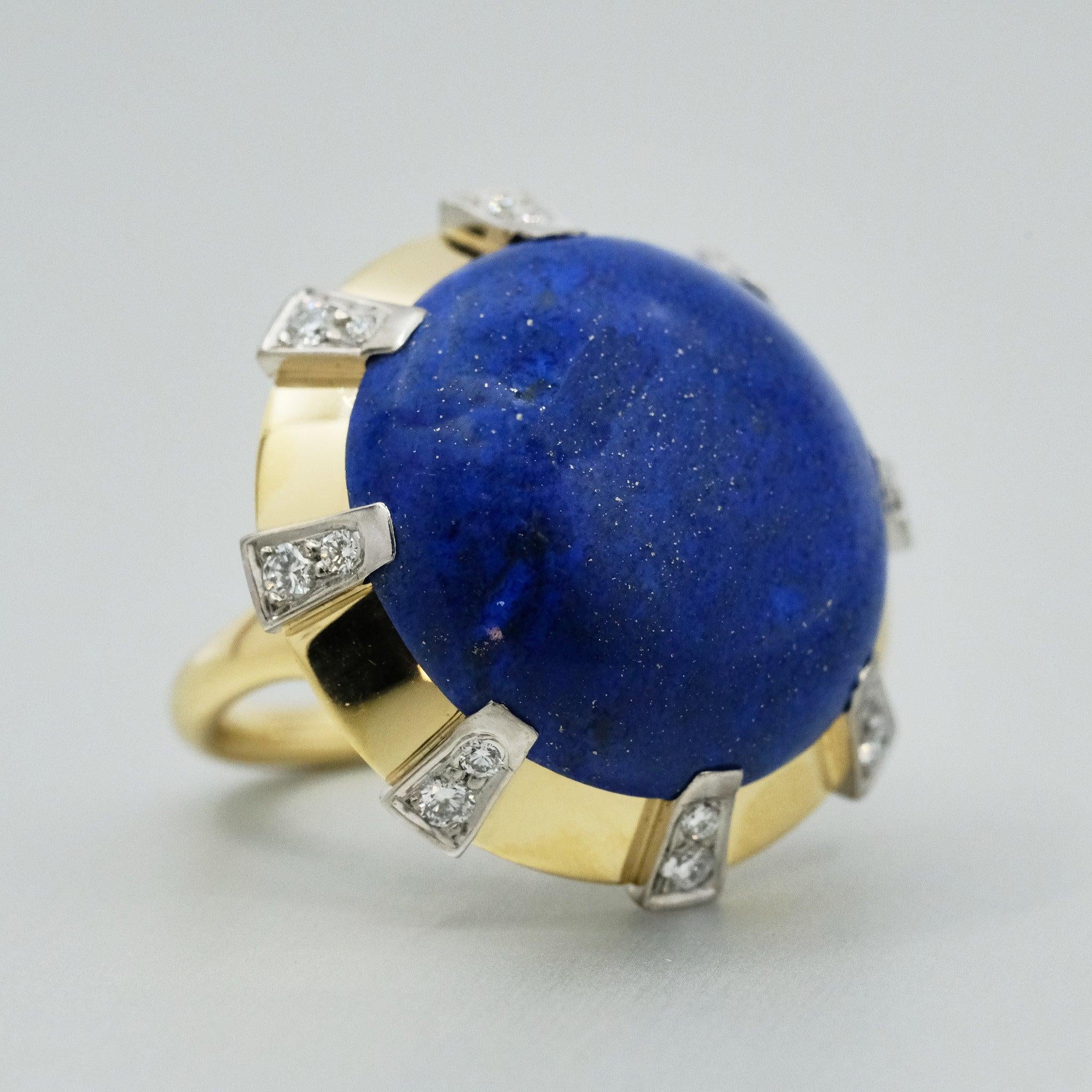 Anello BUNDA con lapislazzuli da 18,54 carati e diamanti da 0,27 carati, oro 18 carati in vendita 1