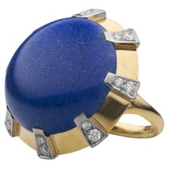 BUNDA Anillo de lapislázuli de 18,54 ct y diamantes de 0,27 ct, oro de 18 quilates
