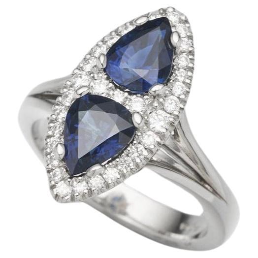 BUNDA 1.96ct Sapphires and 0.38ct Diamonds ring in Platinum