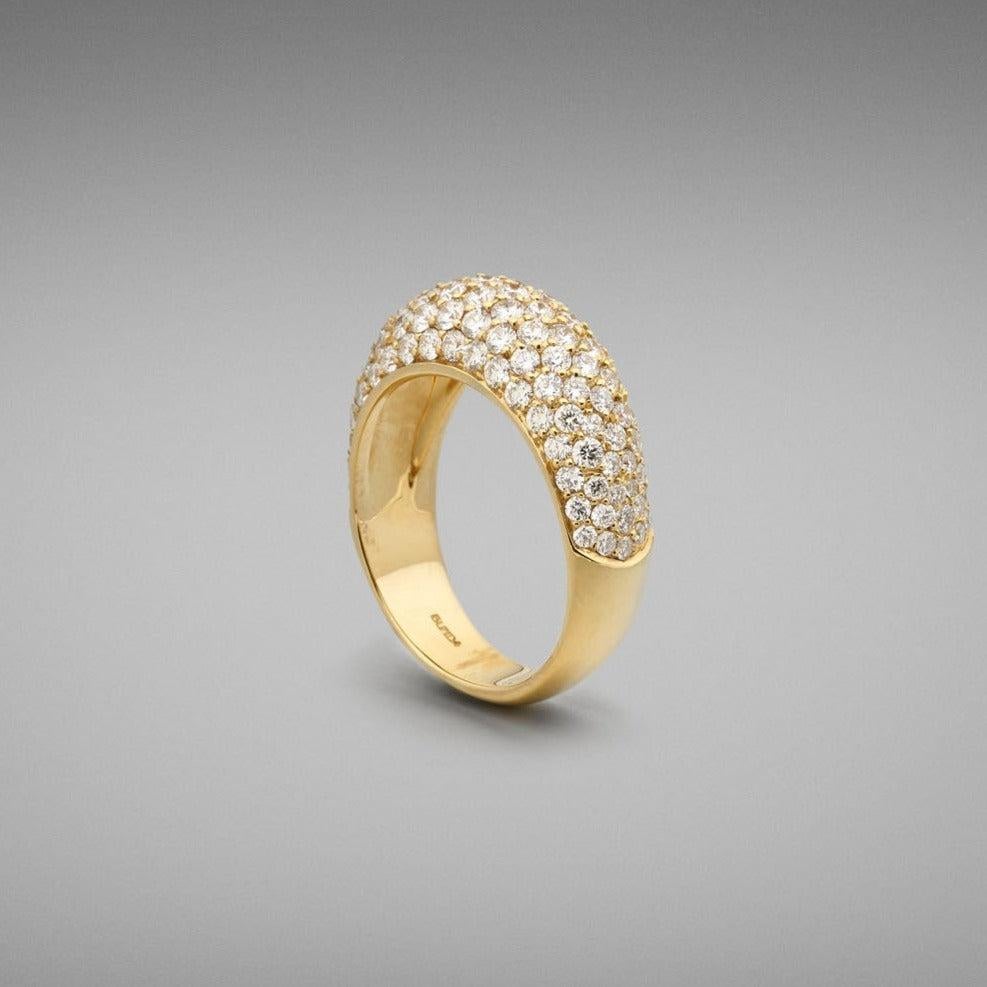 Round Cut BUNDA 2.25ct Diamond pave ring in 18k yellow gold For Sale