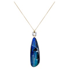BUNDA 26.26ct Boulder Opal and 0.09ct Diamonds Pendant in 18k gold