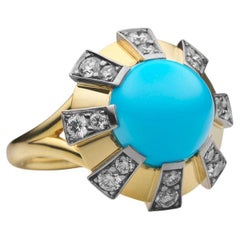 BUNDA Turquesa de 4,27 ct y diamantes de 0,58 ct en oro de 18 quilates