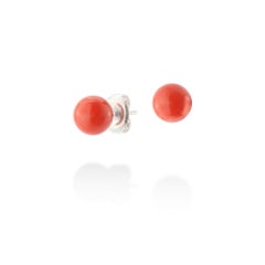 BUNDA 7.4mm Coral Studs on 18k white gold