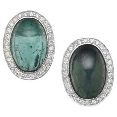 BUNDA Boucles d'oreilles en or blanc 18 carats, tourmaline 9,65 carats et diamants 0,32 carat