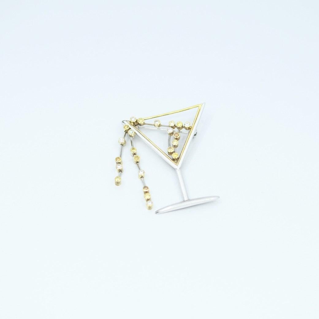 BUNDA Argyle Fancy Coloured Diamond 'Martini' Brooch in Platinum and 18ct gold In New Condition For Sale In SYDNEY, AU