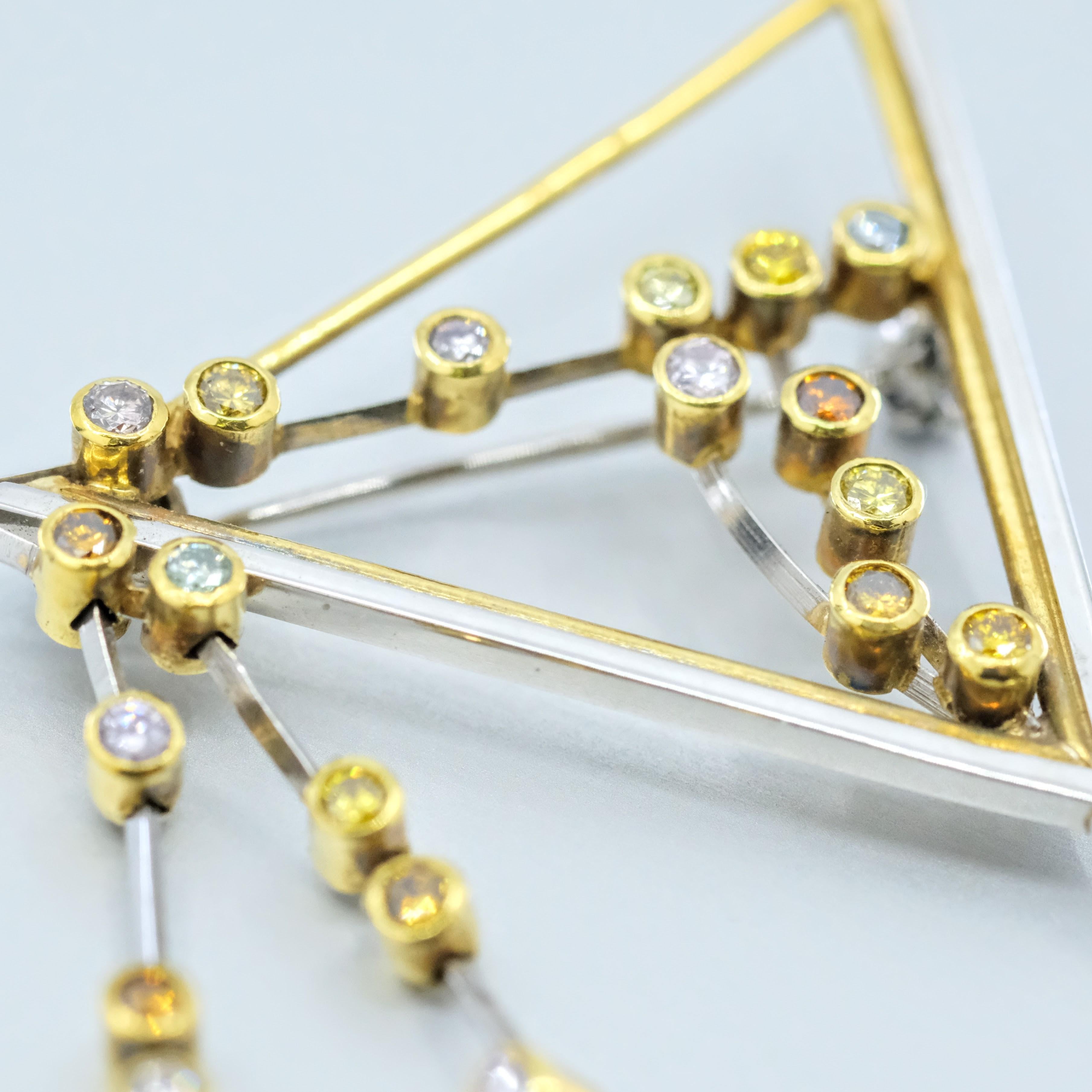 BUNDA Argyle Fancy Coloured Diamond 'Martini' Brooch in Platinum and 18ct gold For Sale 3