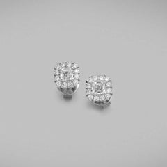 BUNDA Asscher cut Diamond Stud Earrings, total carat weight 0.90ct, in gold