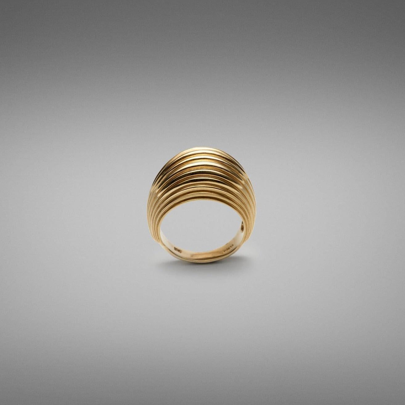 BUNDA 'Bundova' Bomb ring in 9k yellow gold - size N 1/2 In New Condition For Sale In SYDNEY, AU