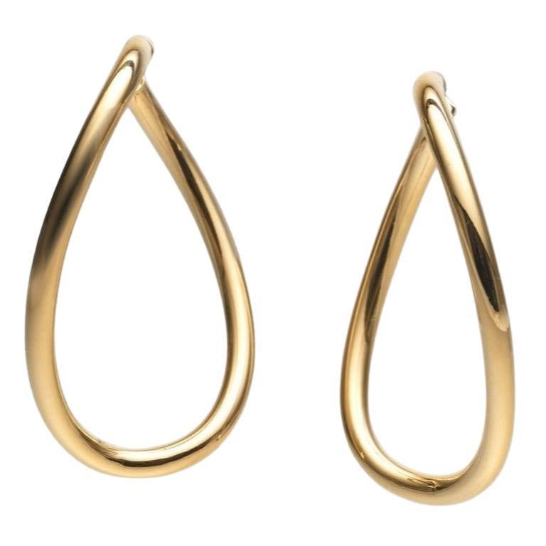 BUNDA « Bundova » Créoles tourbillonnantes en or jaune 18 carats en vente