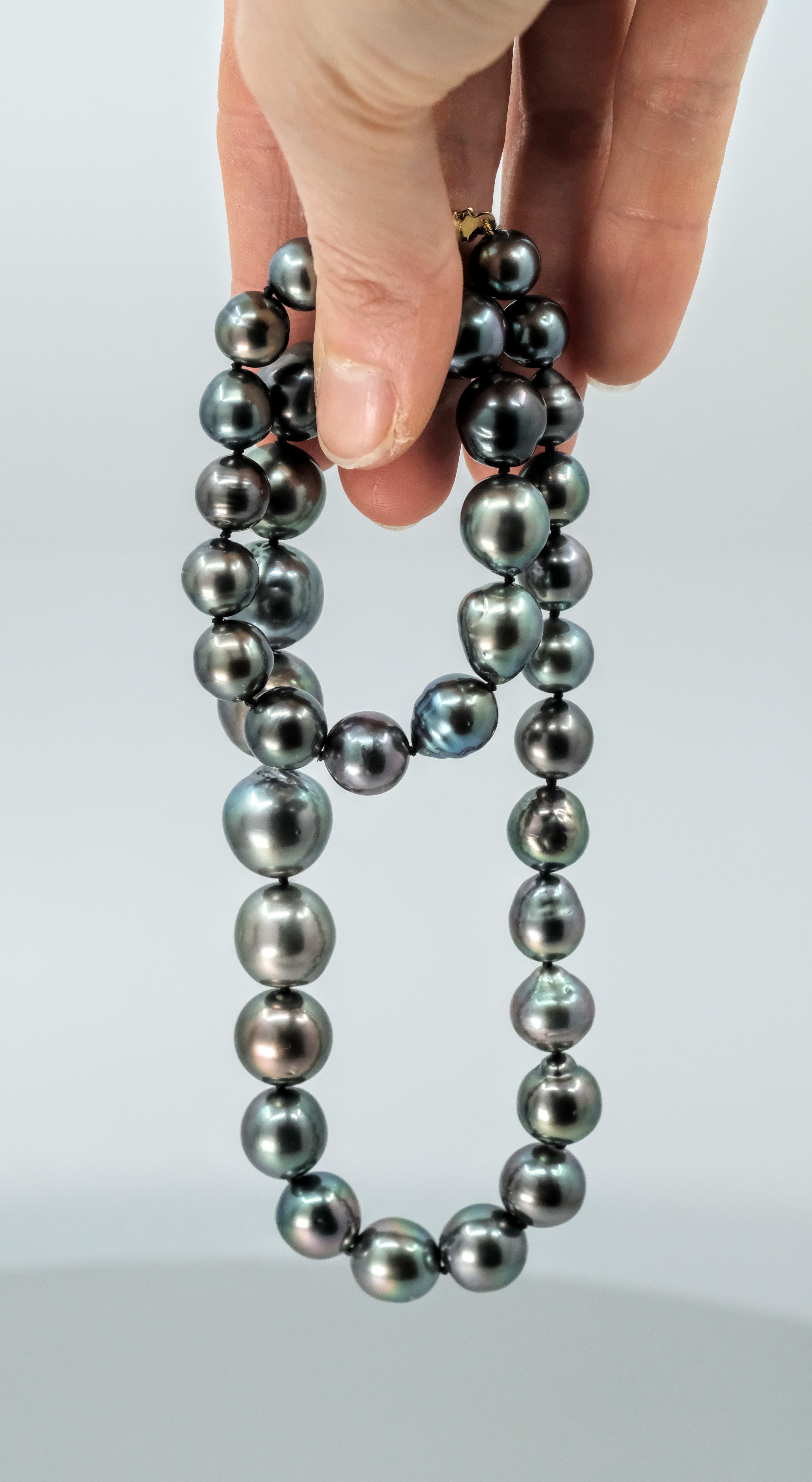 da uomo o donna BUNDA Collana con fili di perle di Tahiti scure in vendita