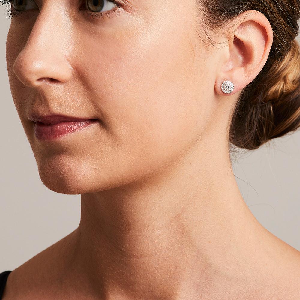 BUNDA Diamond stud earrings, total weight 0.89ct, 18k white gold In New Condition In SYDNEY, AU