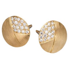 Pendientes BUNDA Disco 0,20 ct Diamante, oro amarillo 18k.