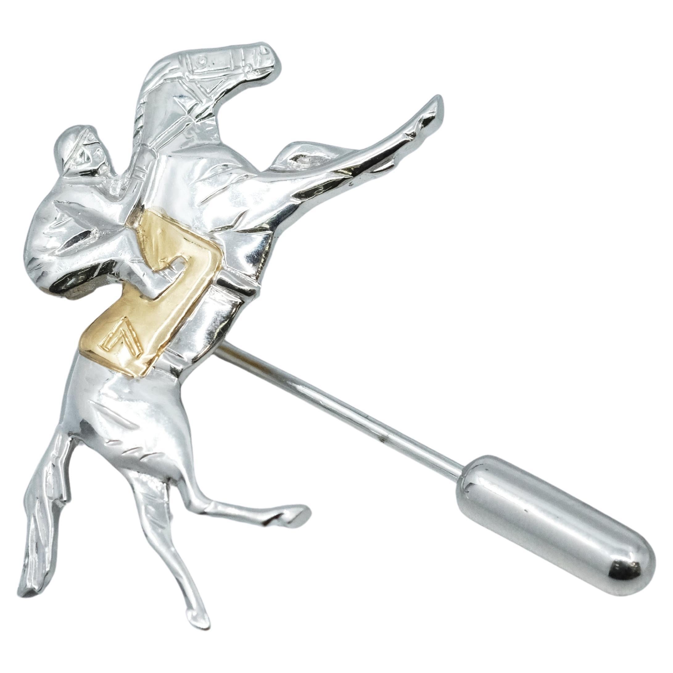 BUNDA Equestrian Gold pin, 18k yellow and white gold For Sale