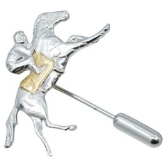 BUNDA Épingle d'or équestre, or jaune et blanc 18 carats