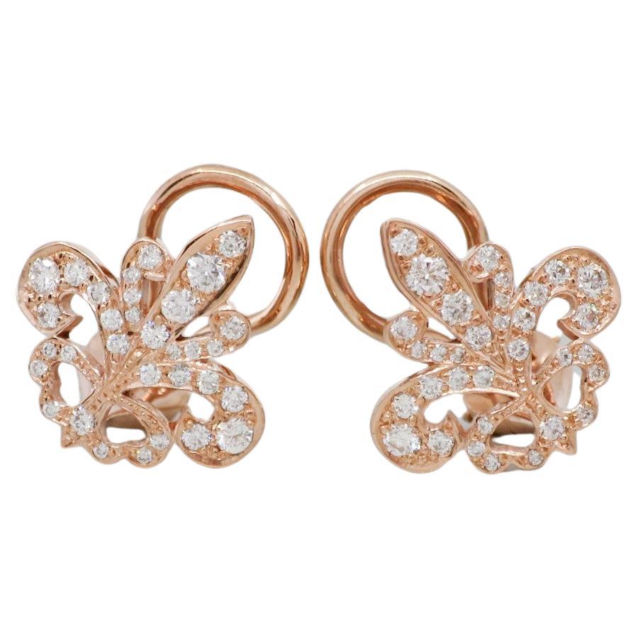 BUNDA Fleur de Lys 0.56ct Diamonds earrings in 18ct rose gold