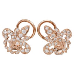 Pendientes BUNDA Fleur de Lys 0,56 ct Diamantes en oro rosa de 18 ct