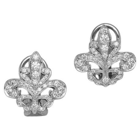 BUNDA Fleur de Lys 0.56ct Diamonds earrings in 18ct white gold