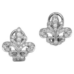 BUNDA Fleur de Lys 0.56ct Diamonds earrings in 18ct white gold