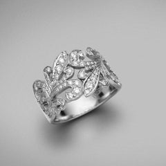BUNDA Fleur de Lys 0.78ct Diamonds Ring in 18k white gold
