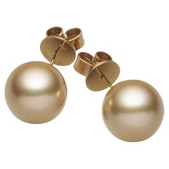 BUNDA Borchie dorate con perle dei mari del sud, 12,8 mm, oro giallo 18 carati