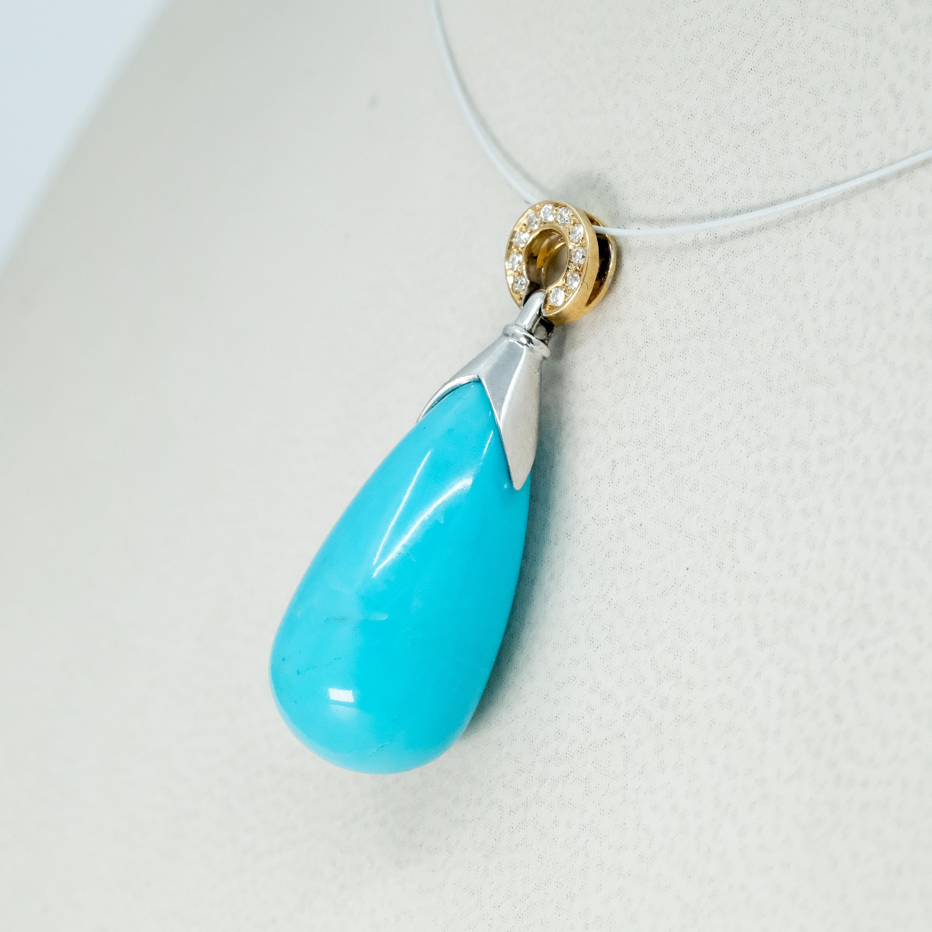 BUNDA Hollywood Pendentif en turquoise 18 carats avec diamants sur or jaune 18 carats Neuf - En vente à SYDNEY, AU