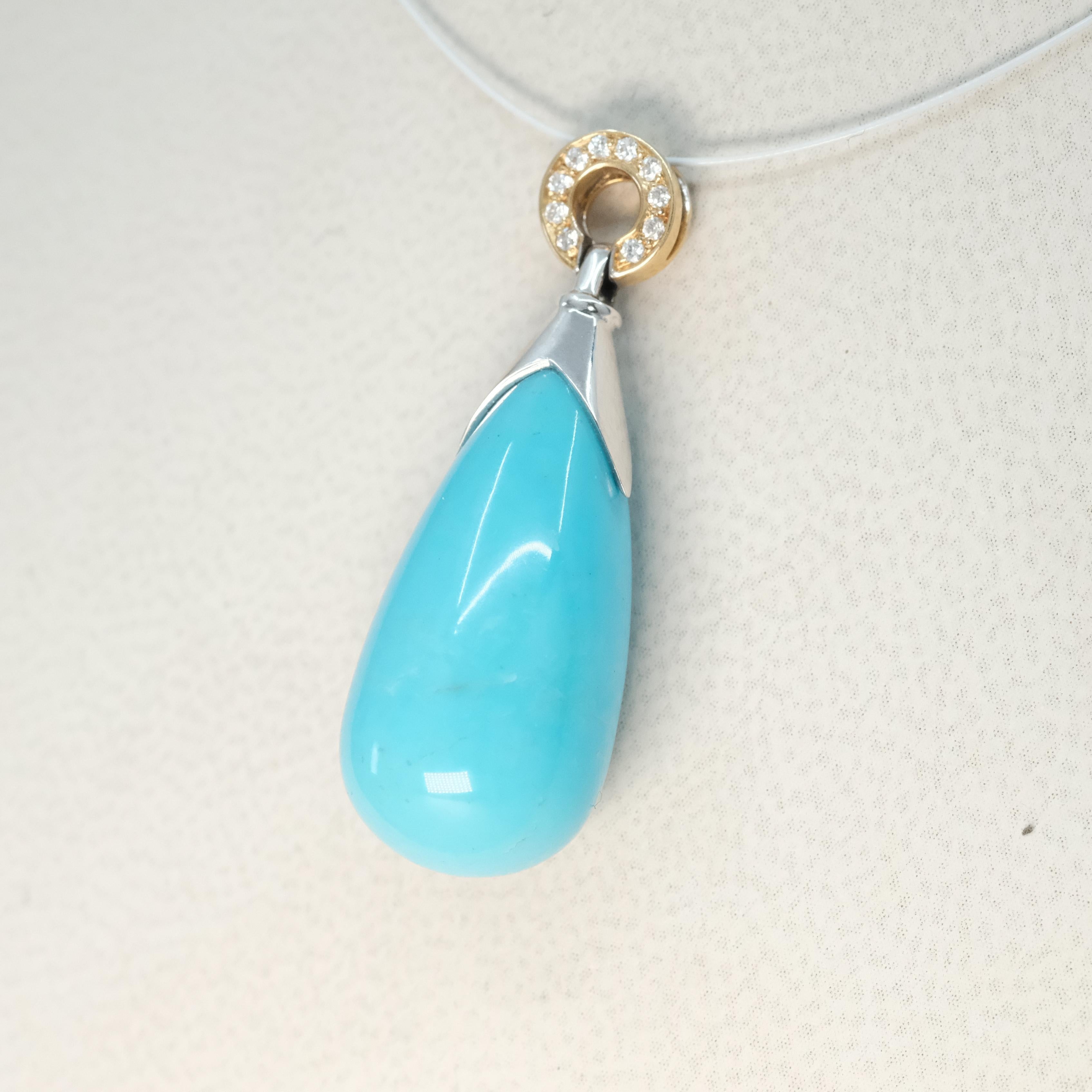 BUNDA Hollywood Pendentif en turquoise 18 carats avec diamants sur or jaune 18 carats Unisexe en vente