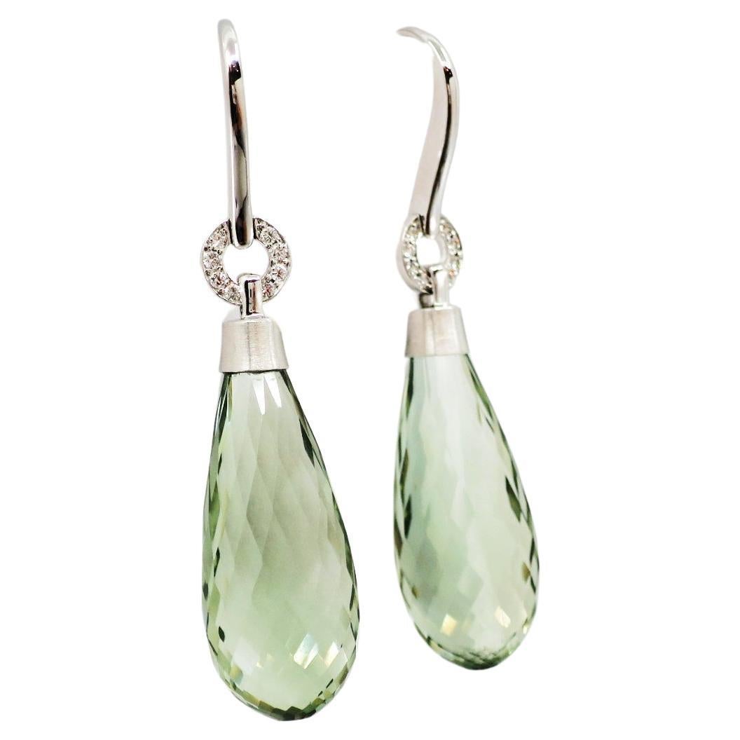 BUNDA Hollywood Prasiolite and Diamonds Earrings, 18k white gold