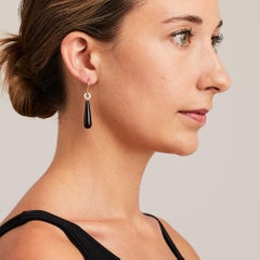 BUNDA 'Hollywood' Onyx and Diamond drop earrings in 18k white and yellow gold