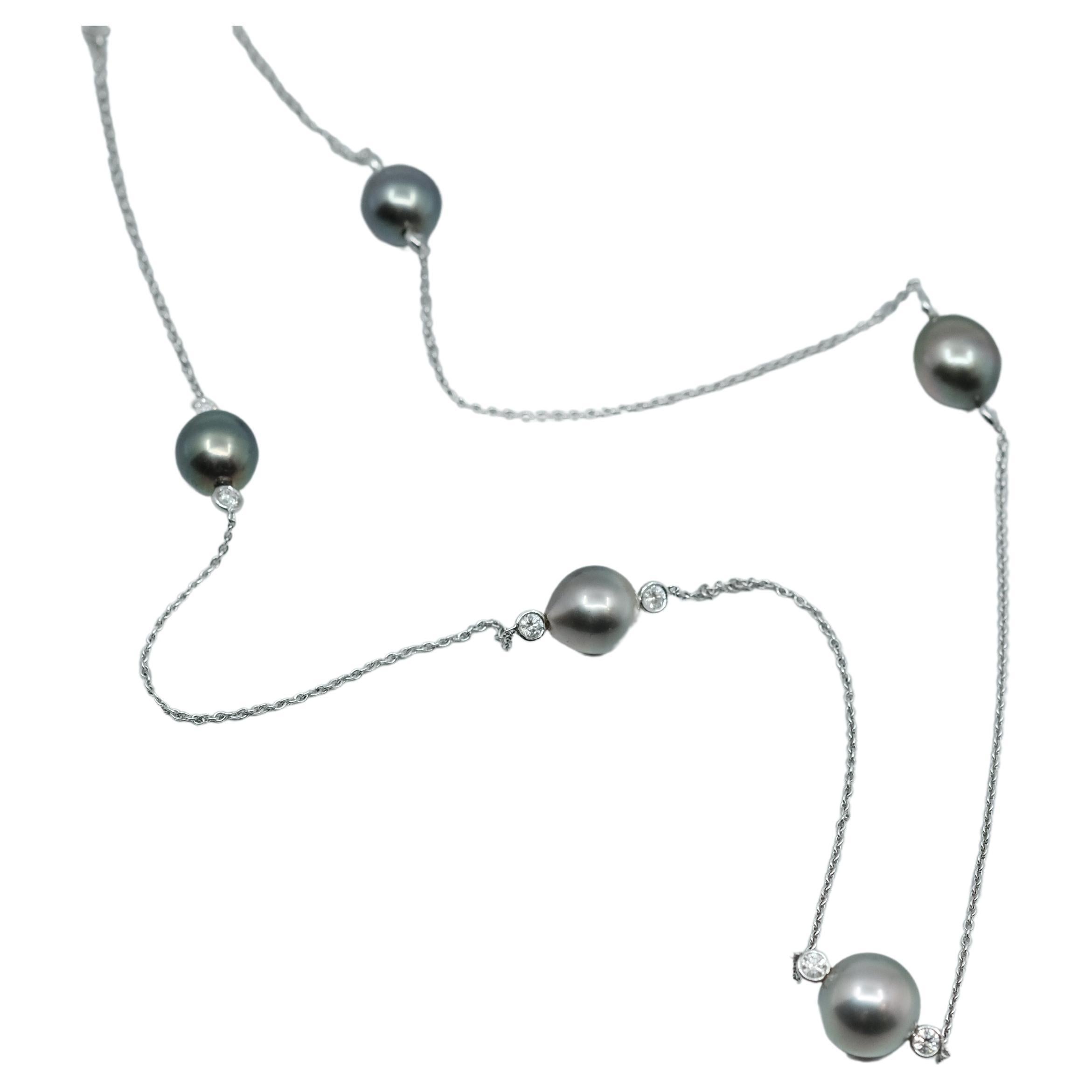 Collana di perle di Tahiti e diamanti "Lacerta" di BUNDA