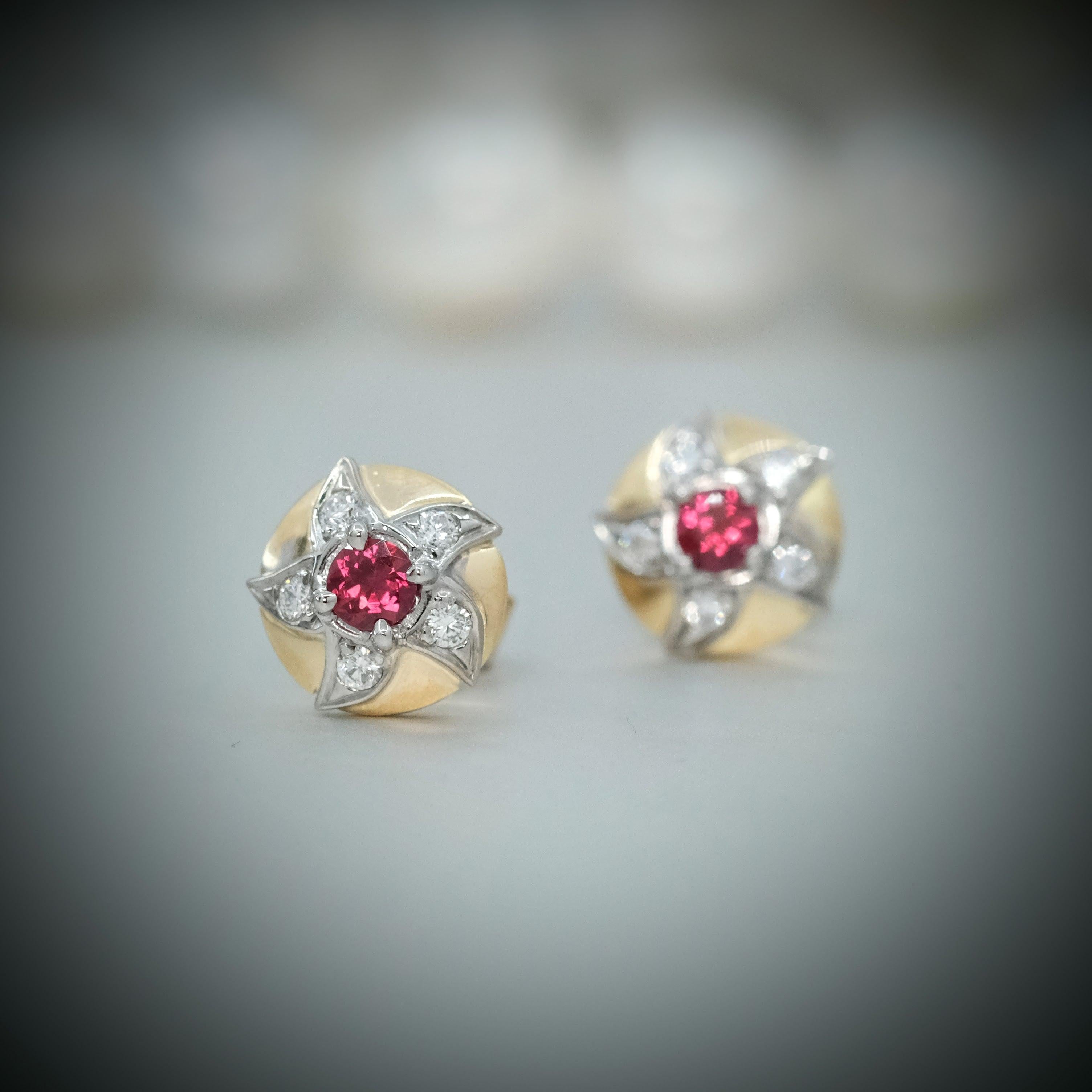 BUNDA Lyra 0.37ct Rubies and 0.30ct Diamonds earrings in 18k gold In New Condition For Sale In SYDNEY, AU