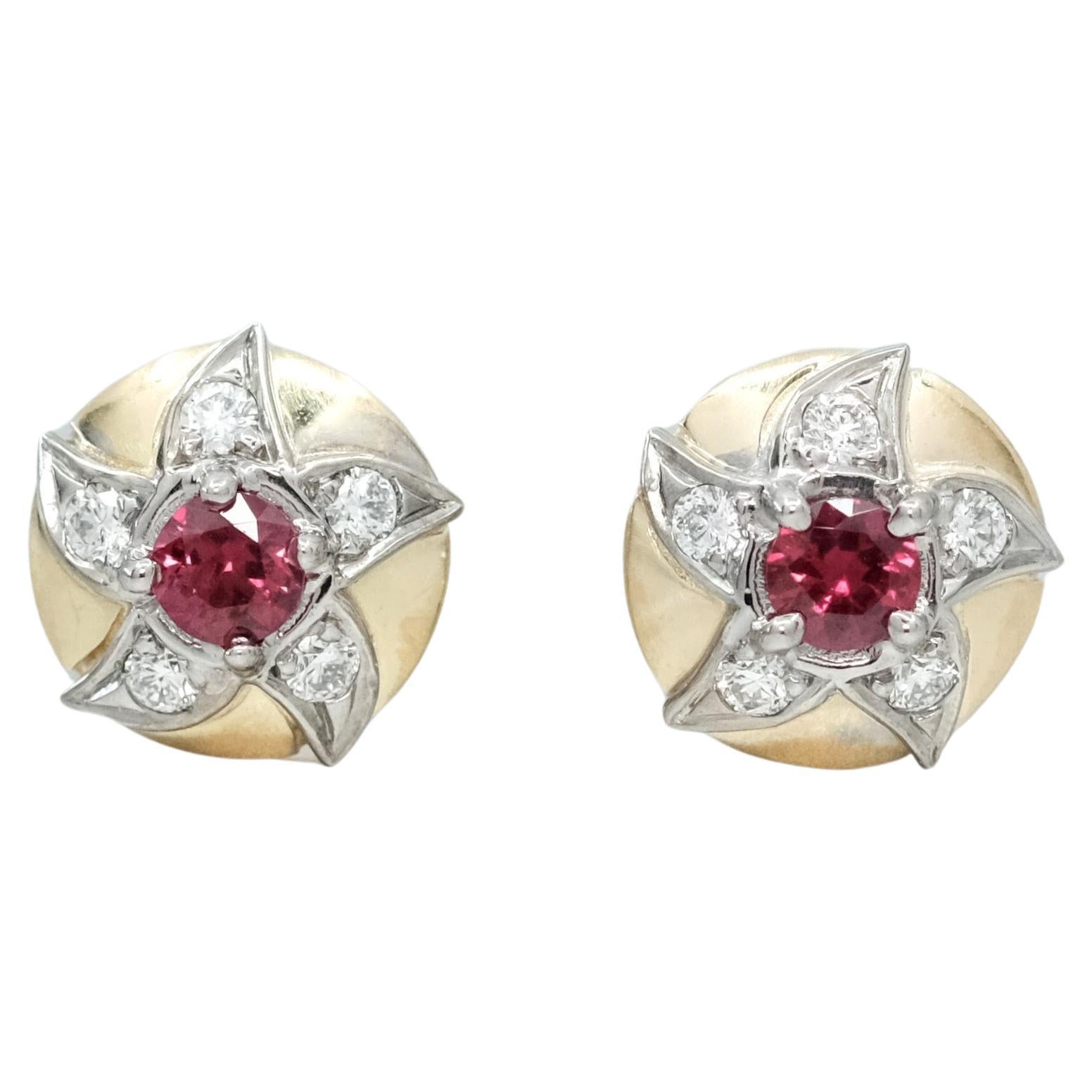 Pendientes BUNDA Lyra de 0,37 ct de Rubíes y 0,30 ct de Diamantes en oro de 18 quilates