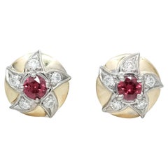 BUNDA Lyra 0.37ct Rubies and 0.30ct Diamonds earrings in 18k gold
