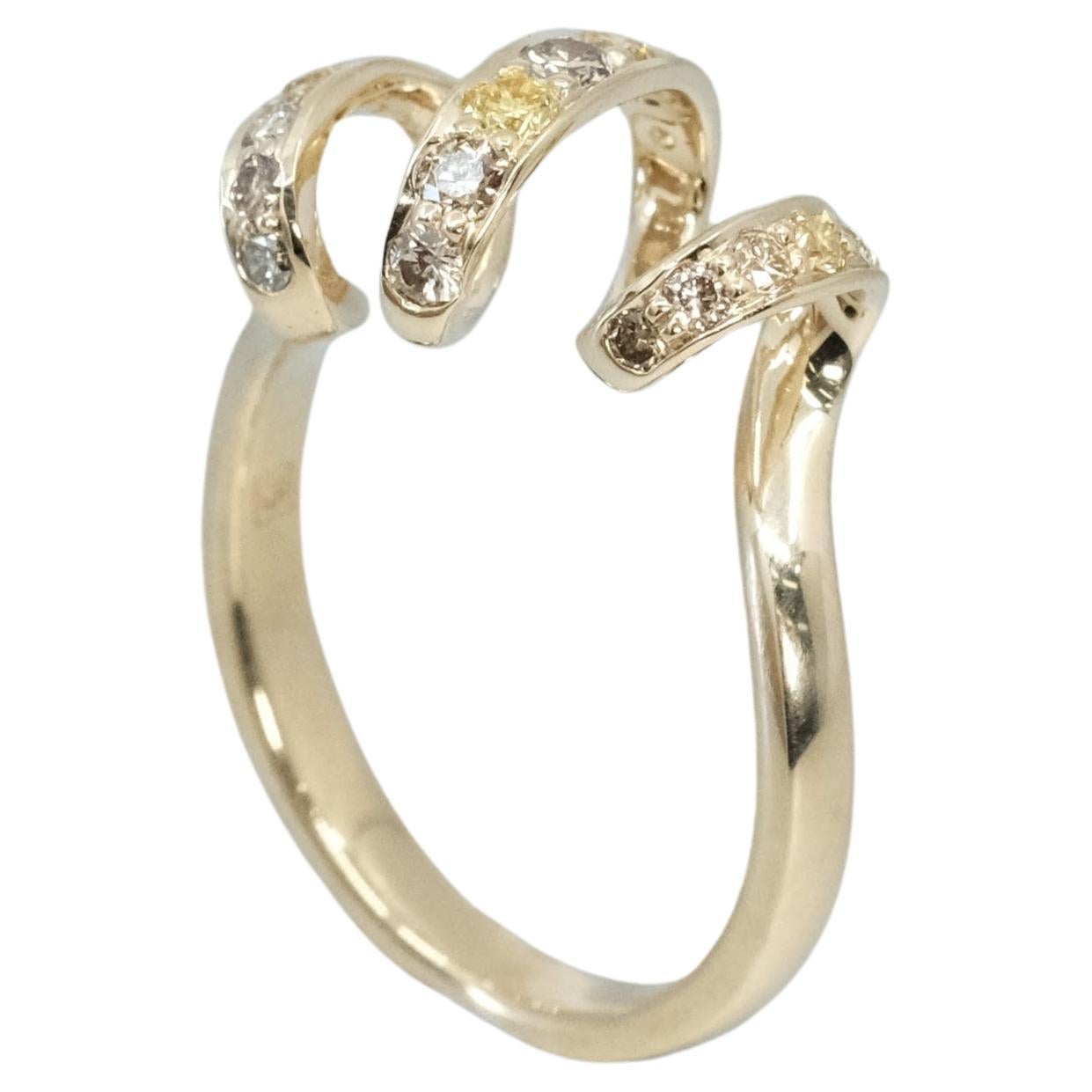 Anillo BUNDA 'Lyra' de 0,60 ct de diamantes amarillos en oro amarillo de 18 quilates