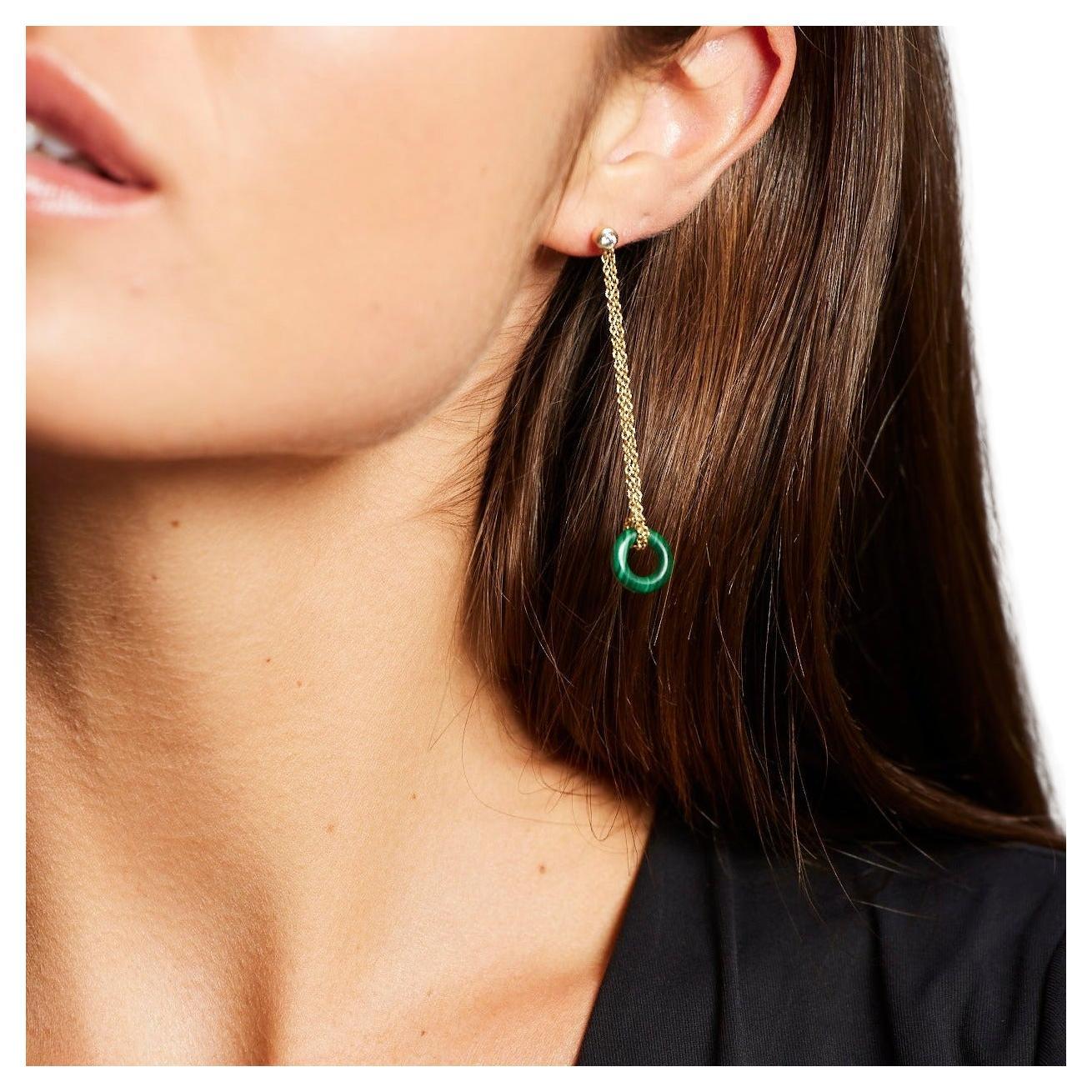 BUNDA Malachite and 18k yellow gold drop earrings