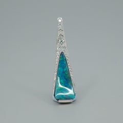 BUNDA Opal and Diamond Pendant in 18k white gold