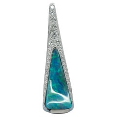 BUNDA Opal and Diamond Pendant in 18k white gold