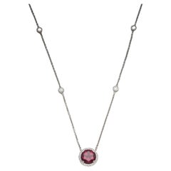 BUNDA Rhodolite Garnet Pendant with Diamonds on platinum and 18k white gold