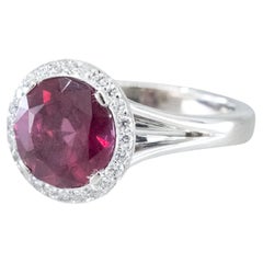 BUNDA Rhodolite Garnet Ring with Diamonds on platinum