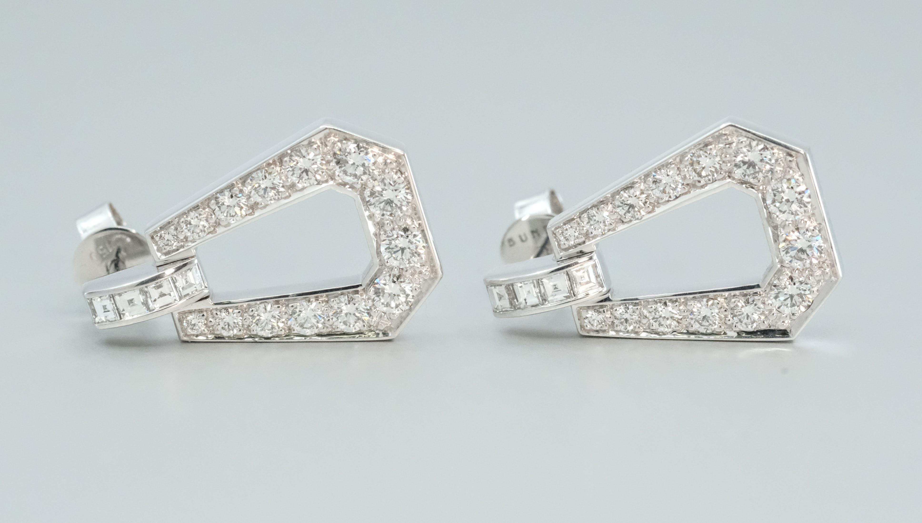 Orecchini a goccia BUNDA 'Russ' con diamante da 1,66 carati in oro bianco 18 carati in vendita 1