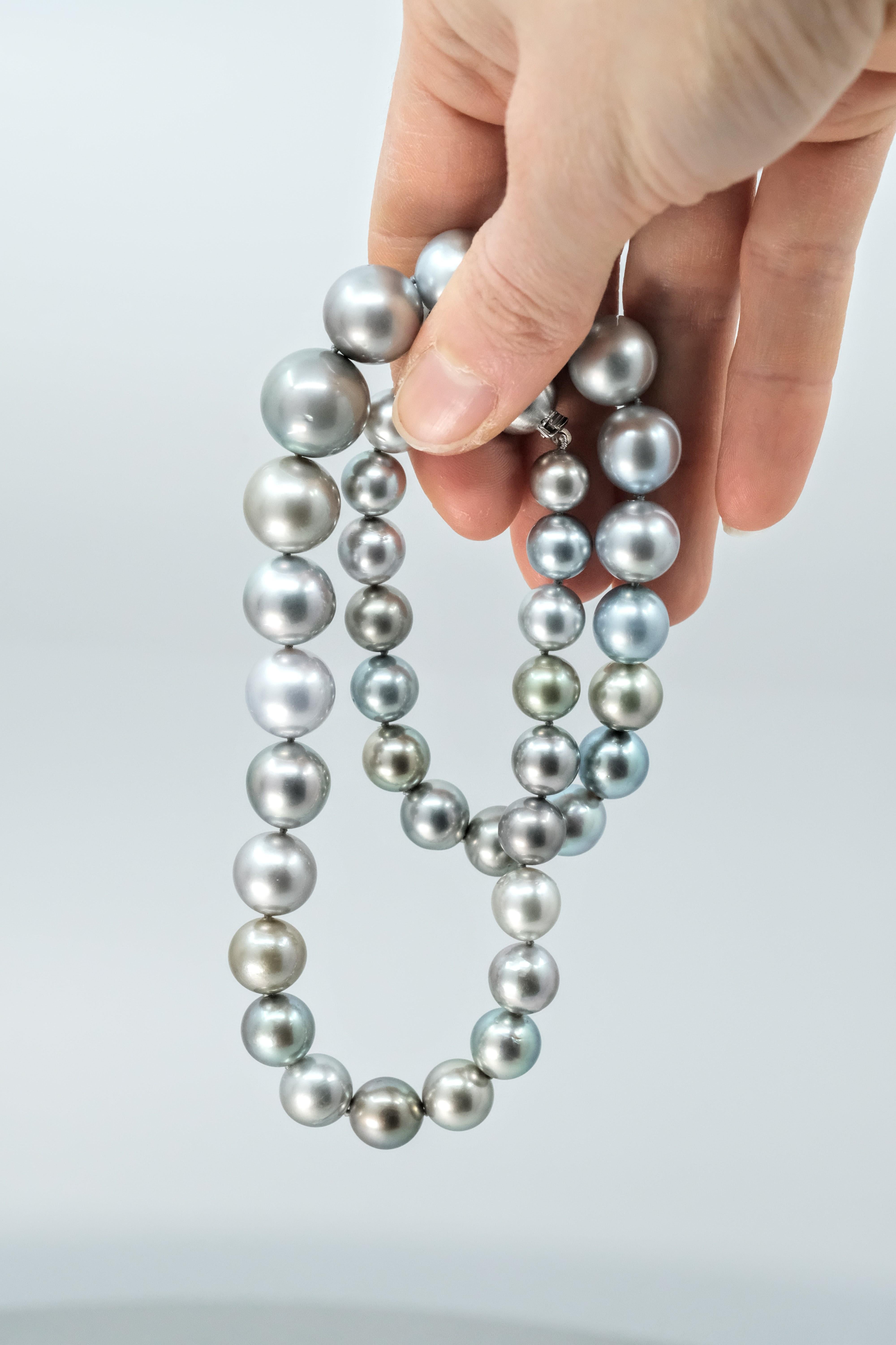 da uomo o donna Collana con fili di perle tahitiane in argento BUNDA in vendita