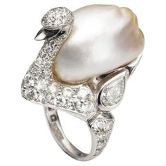 Anillo BUNDA de perlas Keshi del Mar del Sur de 15,80-21,80 mm y diamantes de 4,00cts en platino