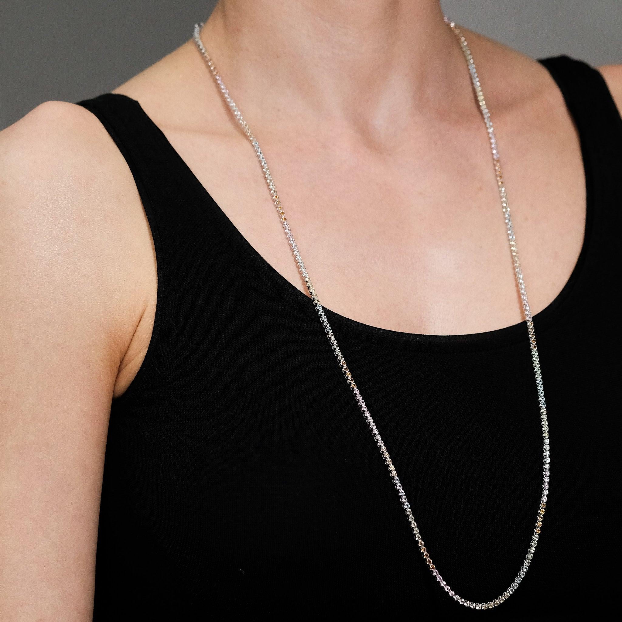 BUNDA 'Tennis' Necklace: Topaz, Peridot, Citrine, Sapphires in 18k white gold In New Condition For Sale In SYDNEY, AU
