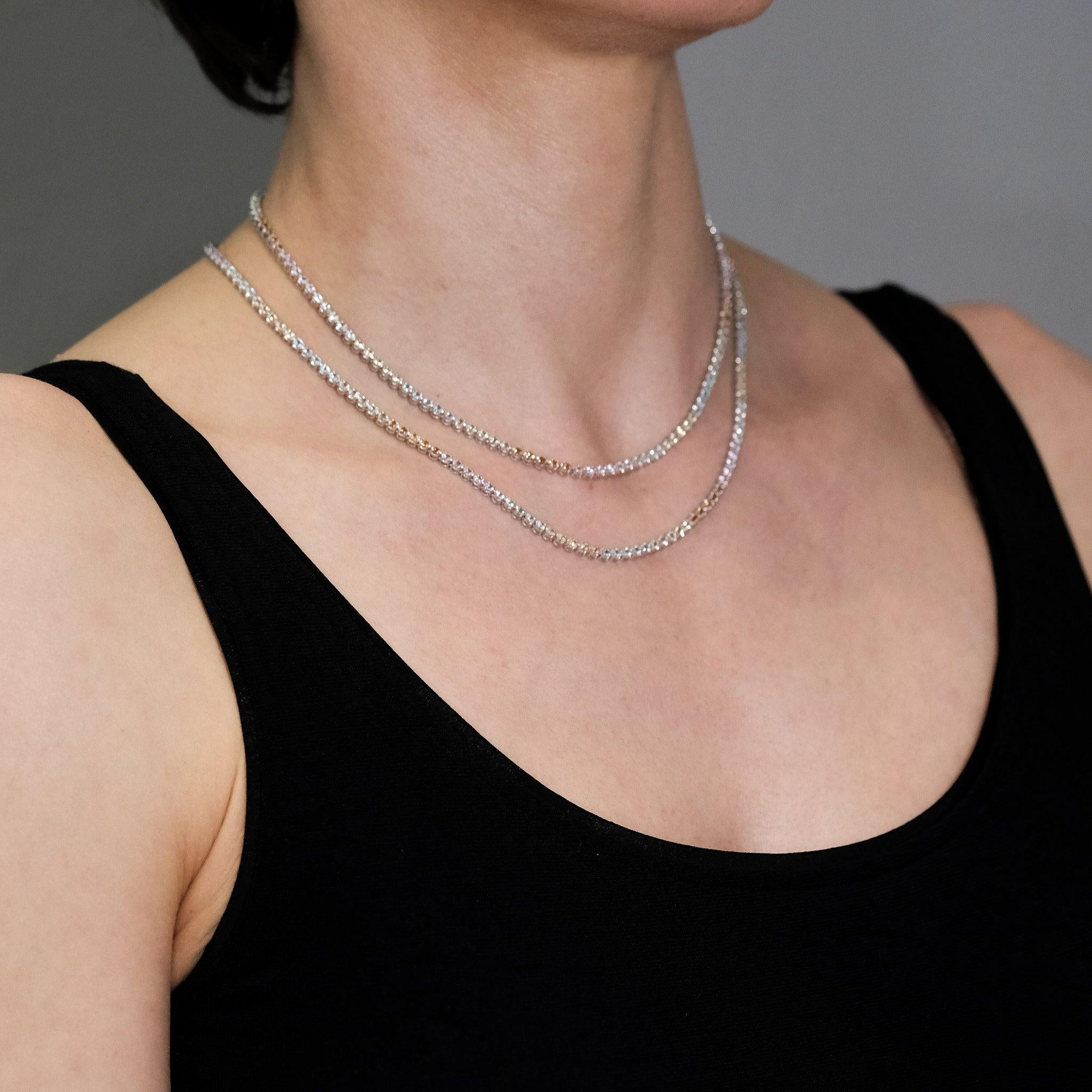 Women's or Men's BUNDA 'Tennis' Necklace: Topaz, Peridot, Citrine, Sapphires in 18k white gold For Sale