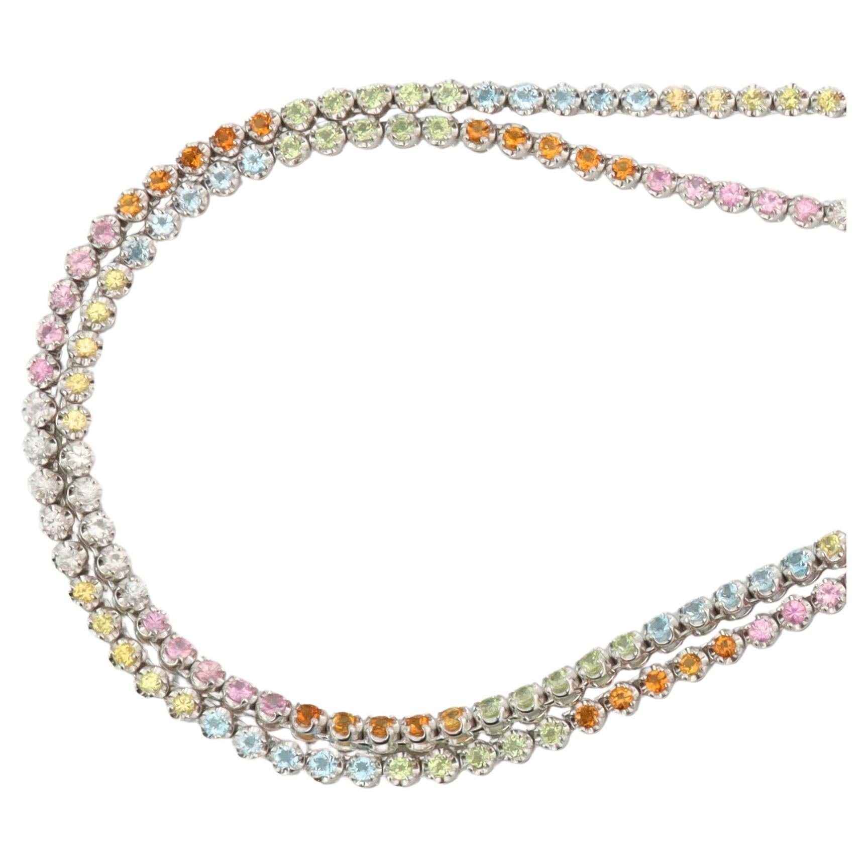 BUNDA 'Tennis' Necklace: Topaz, Peridot, Citrine, Sapphires in 18k white gold