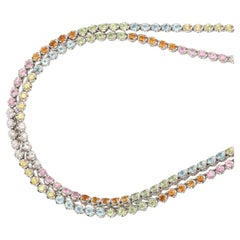 BUNDA 'Tennis' Necklace: Topaz, Peridot, Citrine, Sapphires in 18k white gold