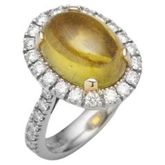 Anillo BUNDA "Valentin" de turmalina de 6,64 ct y diamantes de 1,01 ct, de oro blanco de 18 quilates