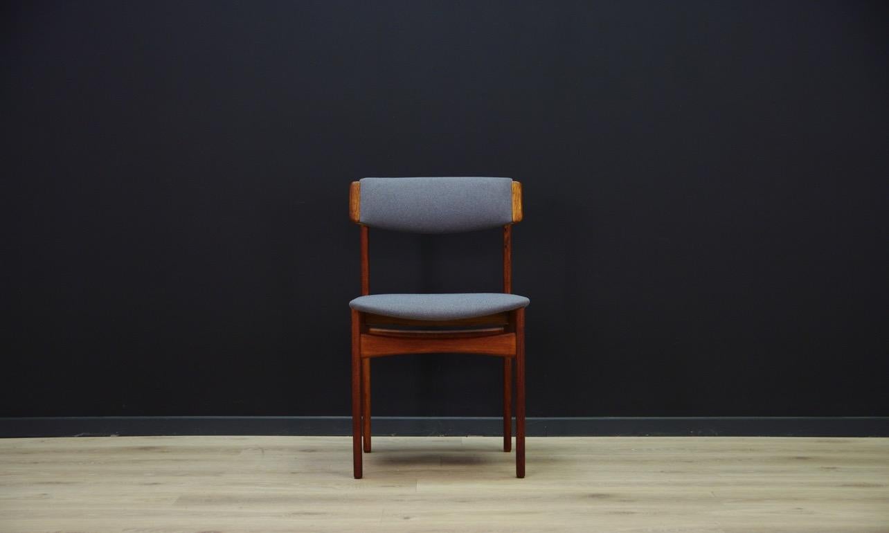 Set of 6 chairs from the 1960s-1970s, Minimalist Danish design. Work of designers N. & K. Bundgaard Rasmussen. Manufactured in Thorsø Stolefabrik. Teak construction. New upholstery. Preserved in good condition (small dings and scratches) - directly