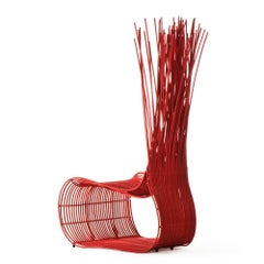 Bundle Lounge Chair in Red, Natural or Green Finish