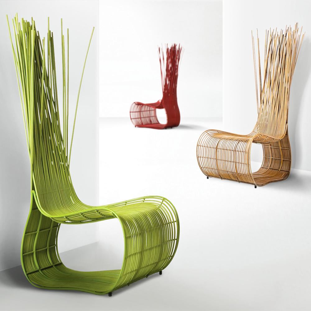 Nylon Bundle Lounge Chair in Red, Natural or Green Finish For Sale